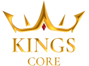 Logo of 'Kings Core' with gold and red design elements.